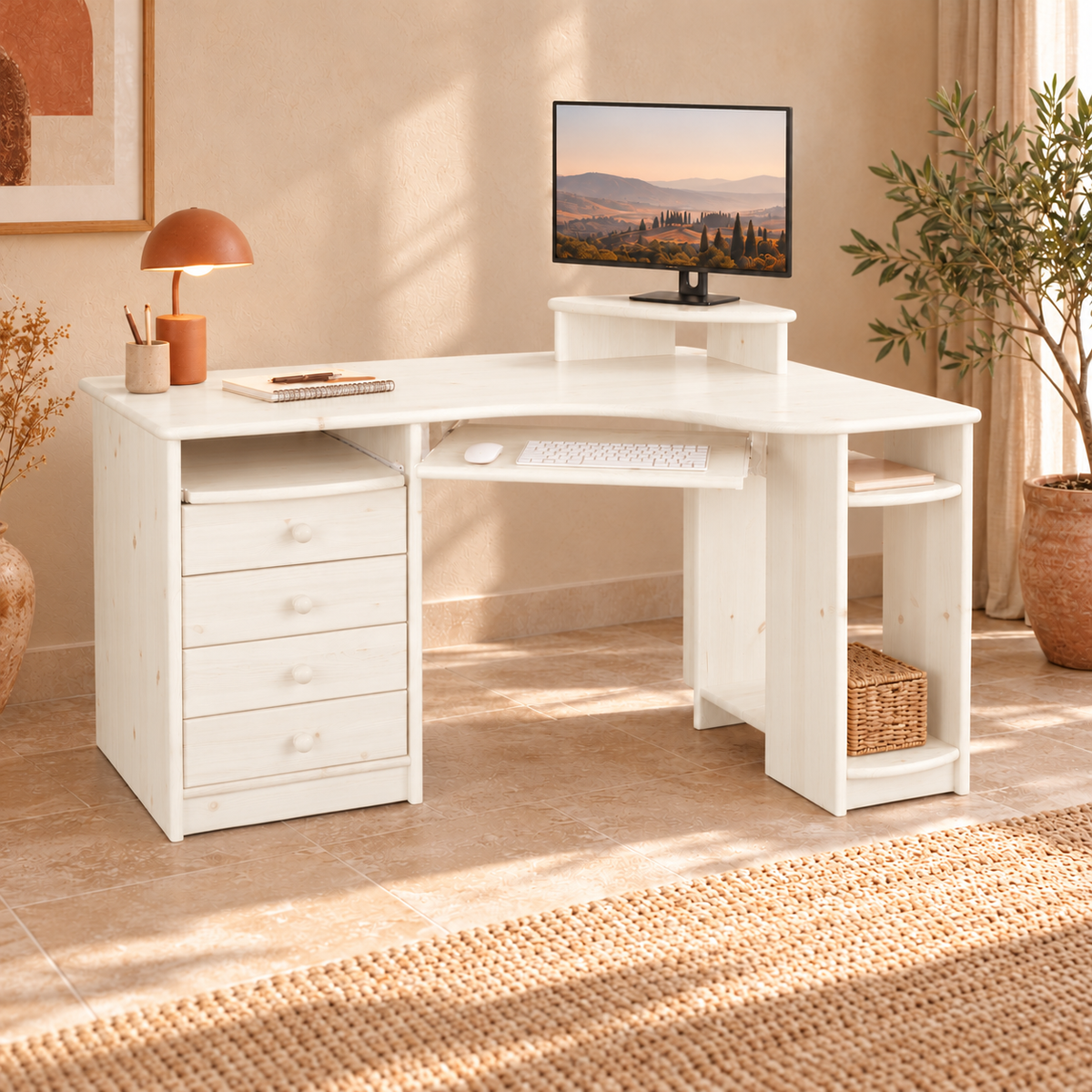 Eck-Schreibtisch aus Kiefer L – Ergonomisch, nachhaltig und stilvoll