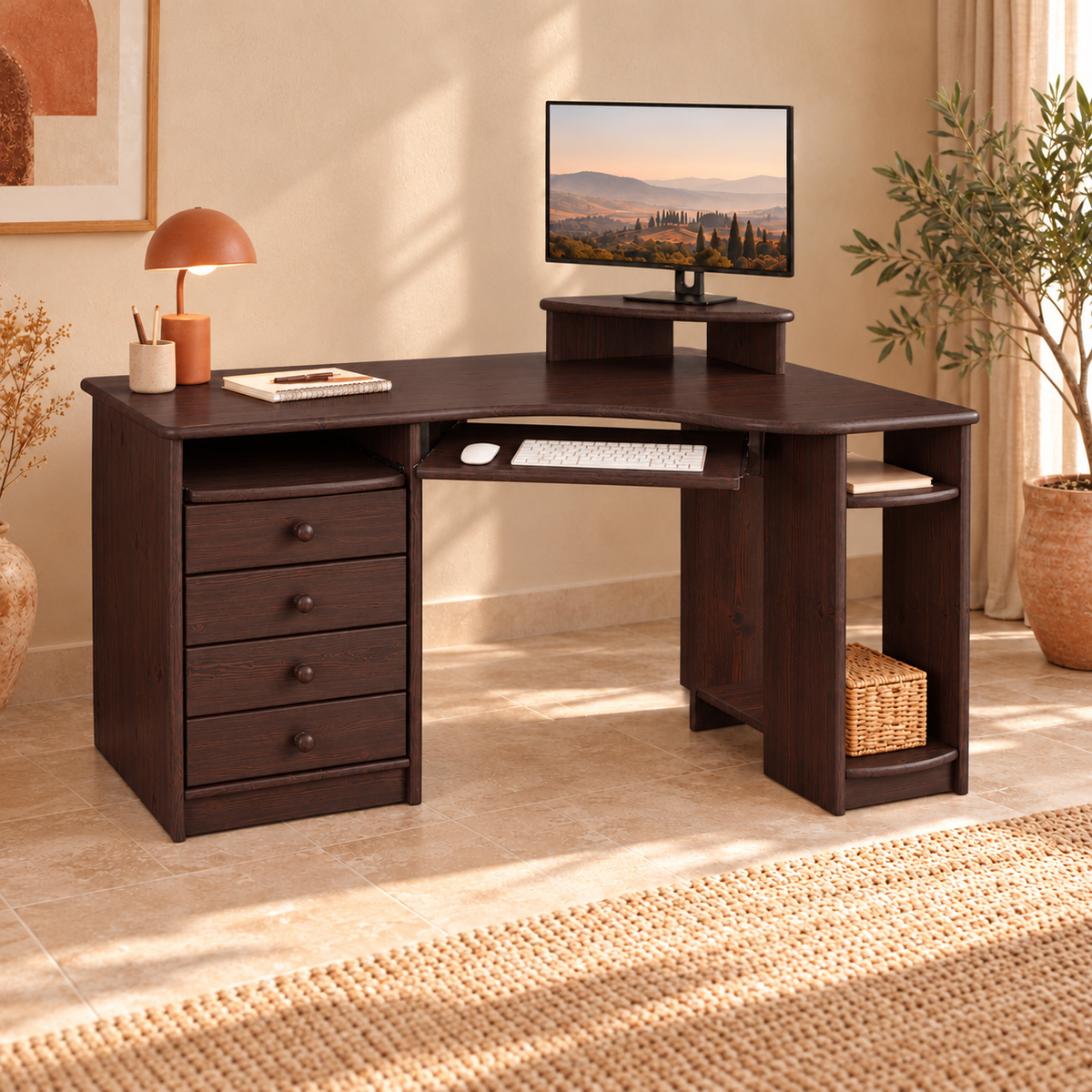 Eck-Schreibtisch aus Kiefer L – Ergonomisch, nachhaltig und stilvoll