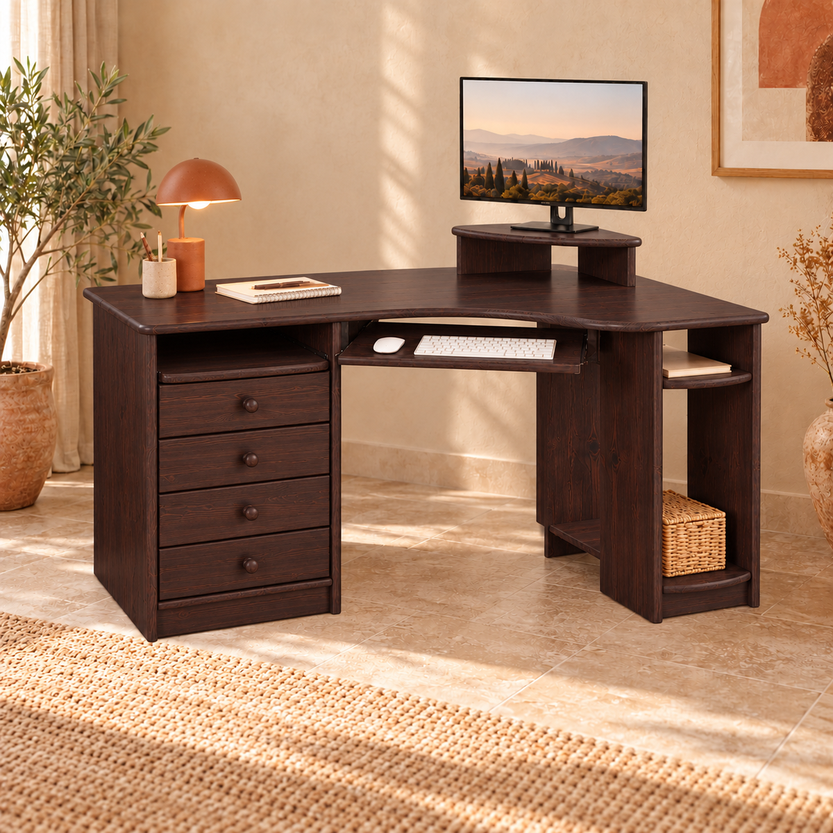 Eck-Schreibtisch aus Kiefer L – Ergonomisch, nachhaltig und stilvoll