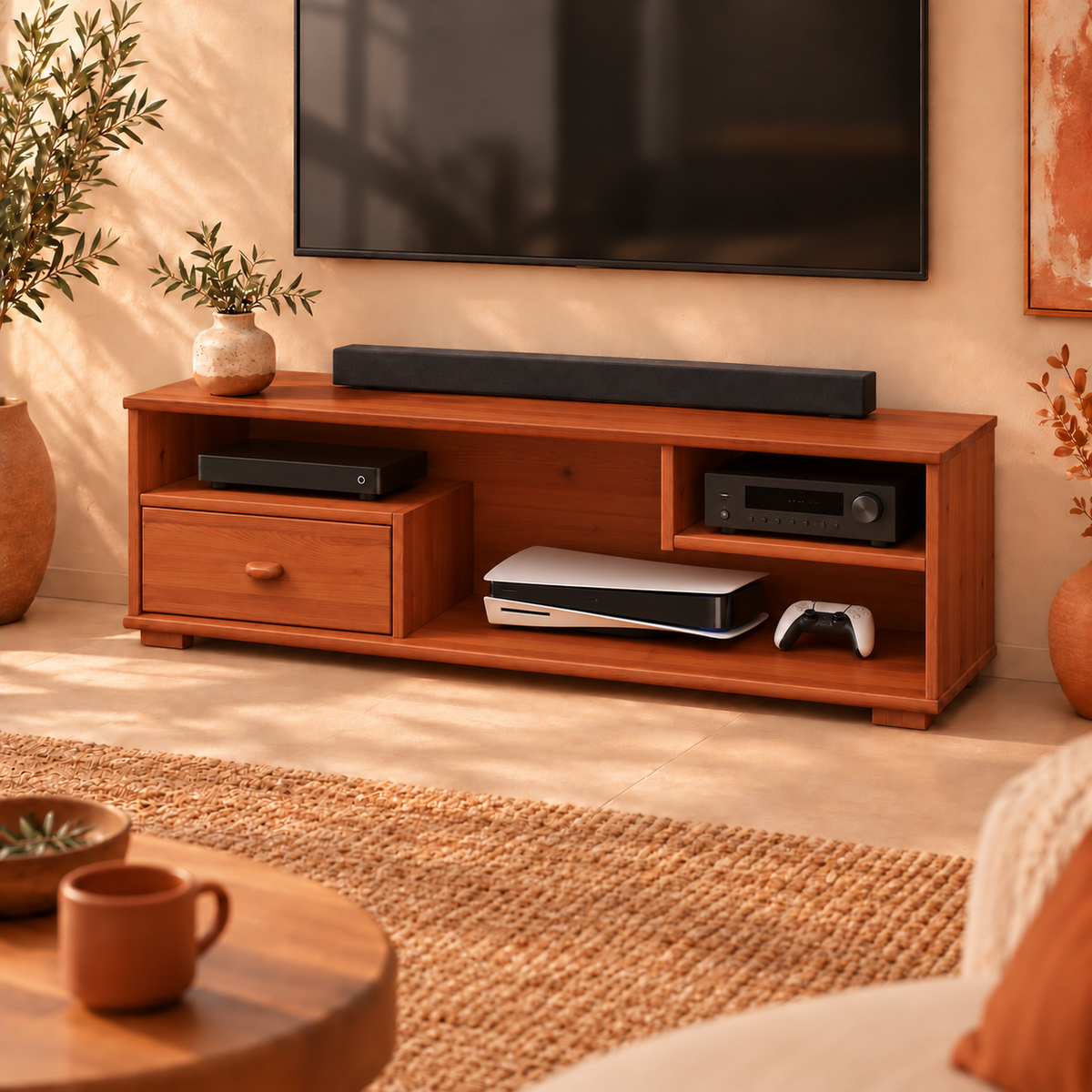 Vanessa TV-Schrank Bio Kiefer Massivholz mit 1-Schublade
