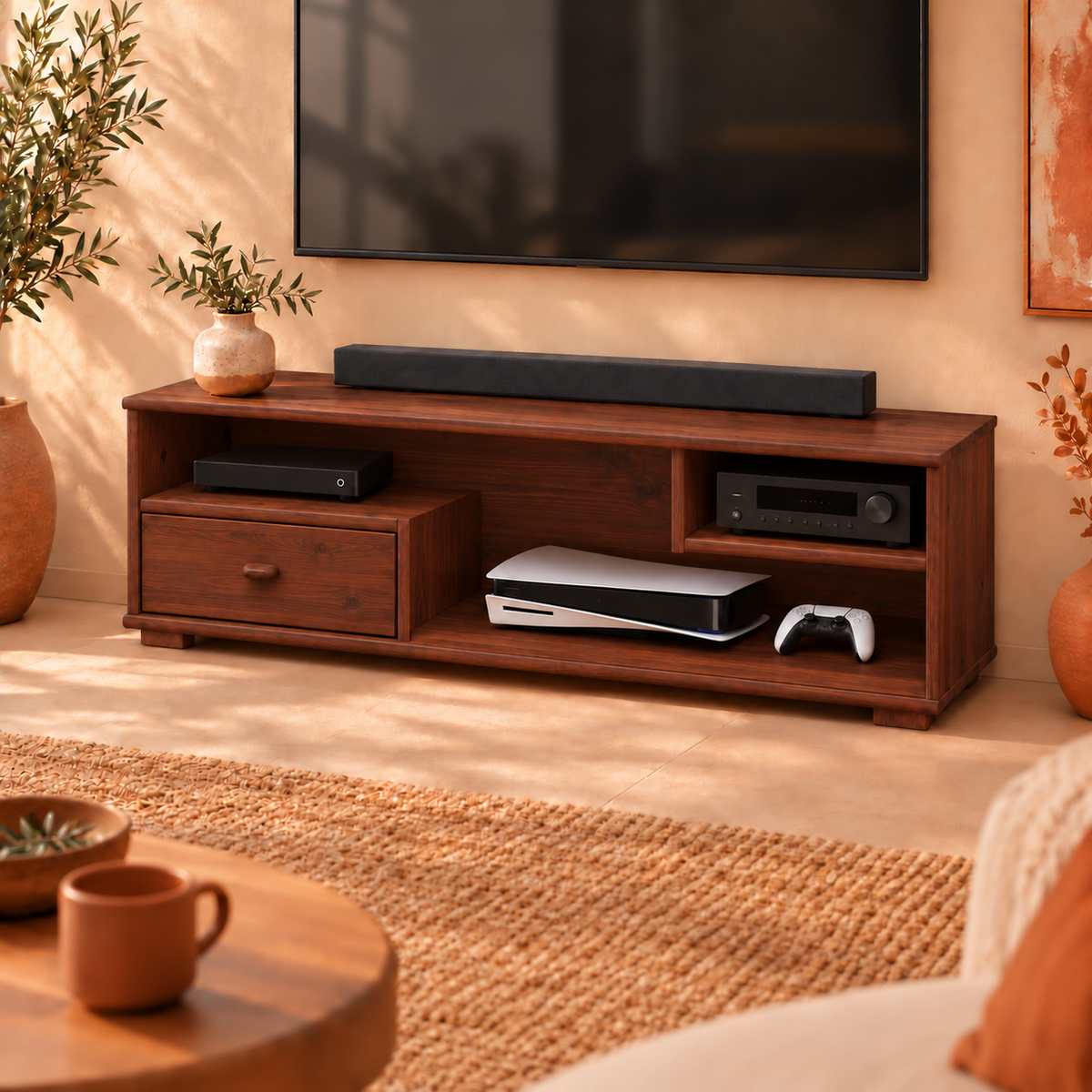 Vanessa TV-Schrank Bio Kiefer Massivholz mit 1-Schublade