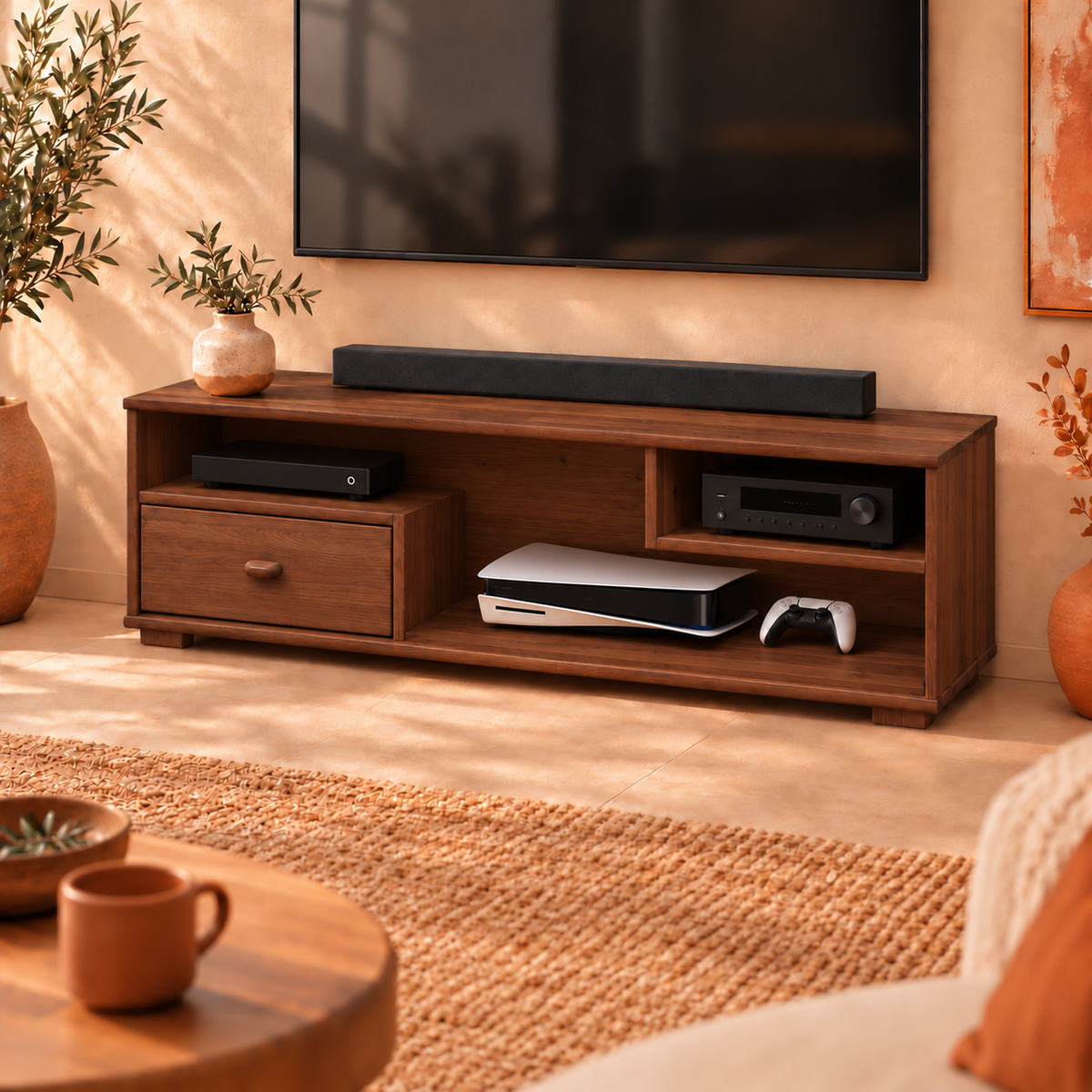 Vanessa TV-Schrank Bio Kiefer Massivholz mit 1-Schublade