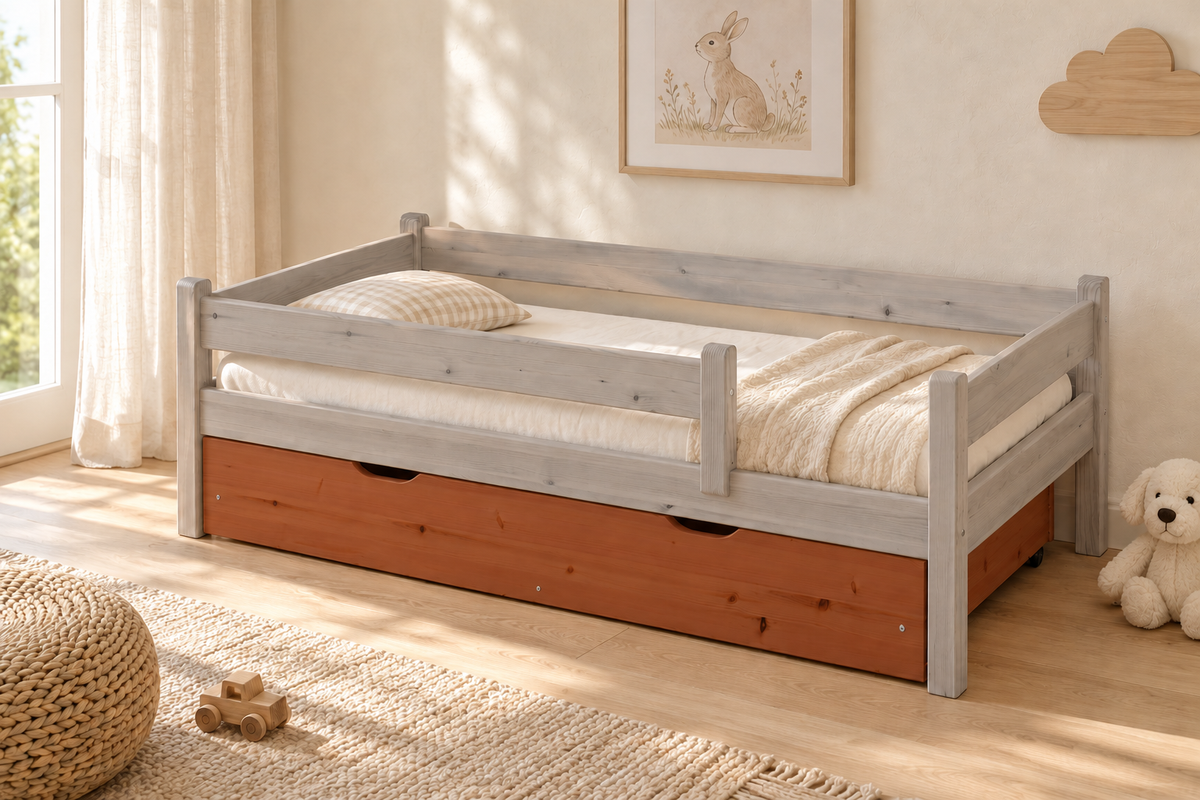 Bettkasten Kinderbett 80x160cm aus Kiefer Massivholz | 100% Bio | Naturholz