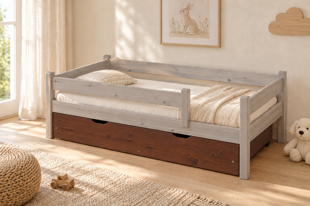 Bettkasten Kinderbett 80x160cm aus Kiefer Massivholz | 100% Bio | Naturholz