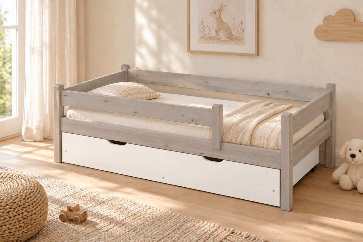 Bettkasten Kinderbett 80x160cm aus Kiefer Massivholz | 100% Bio | Naturholz