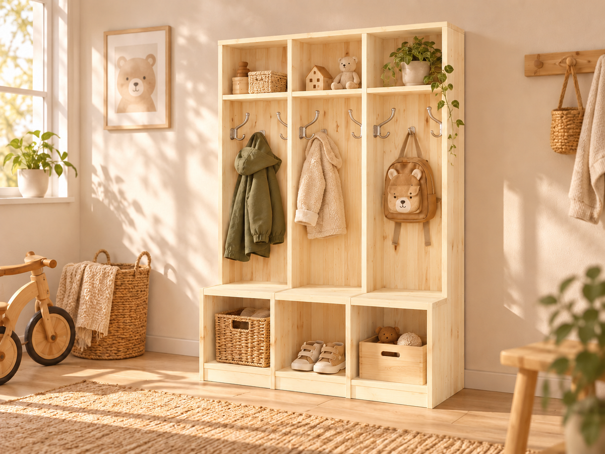 Bio Kiefer Kindergarderobe – Praktische & stilvolle Lösung für Ihr Kinderzimmer